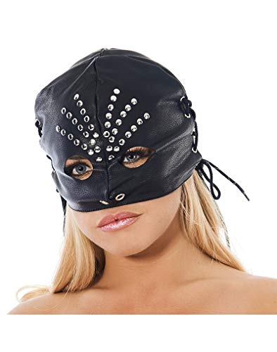 Masque de tête aux yeux ronds Rimba rivets noir déguisement cosplay fétiche