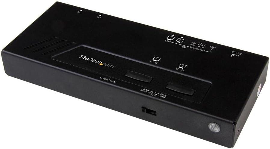 StarTech.com 2x2 HDMI Matrix Switcher - 4K UltraHD HDMI Switch with Fast Switching, Auto-Sensing and Serial Control, TAA (VS222HD4K)