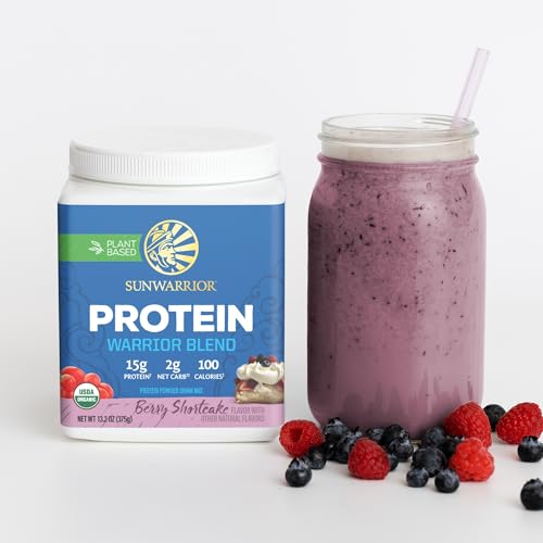 Image of Sunwarrior - Warrior Blend, Plant Based, Raw Vegan Protein Powder with Peas & Hemp, Berry, 13.2 Ounce (Pack of 1)