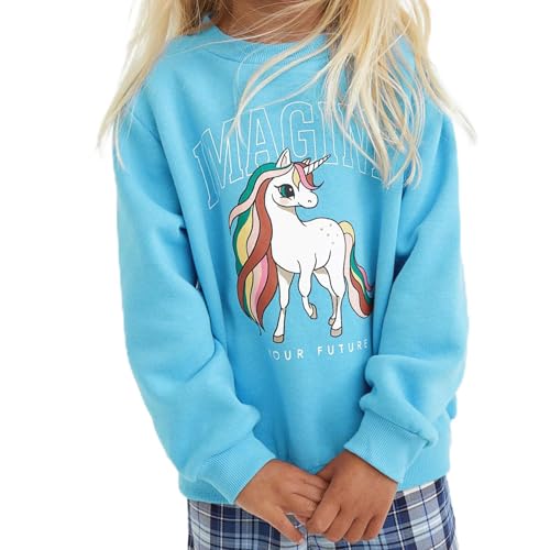 Codkkre Felpa Senza Cappuccio Bambina Cotone Pullover Ragazza Casuale Felpa Maniche Lunghe Bambina 2-7 Anni, Stile 2, 7 Anni