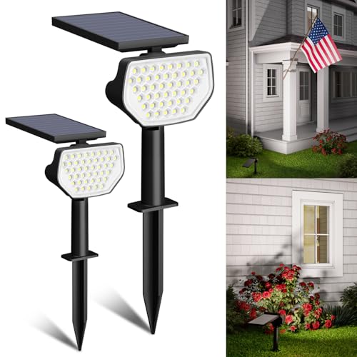 Lepro Halloween Outdoor Solar Spot Lights Outdoor IP65 Waterproof for Flag Garden Landscape Backyard Holiday Christmas Decorations, 2 Pack (Cool White) Daylight White 2