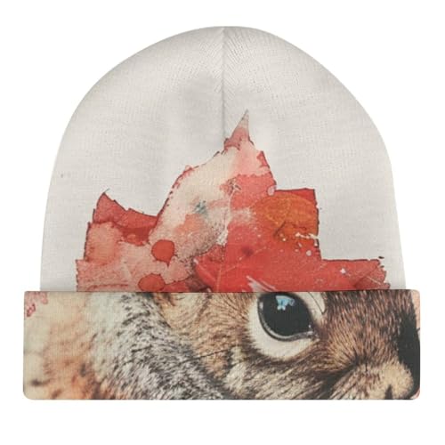 Canada Maple Leaf SquirrelChildren's Warm Knitted Hat, Suitable for All Seasons and Daily Wear4