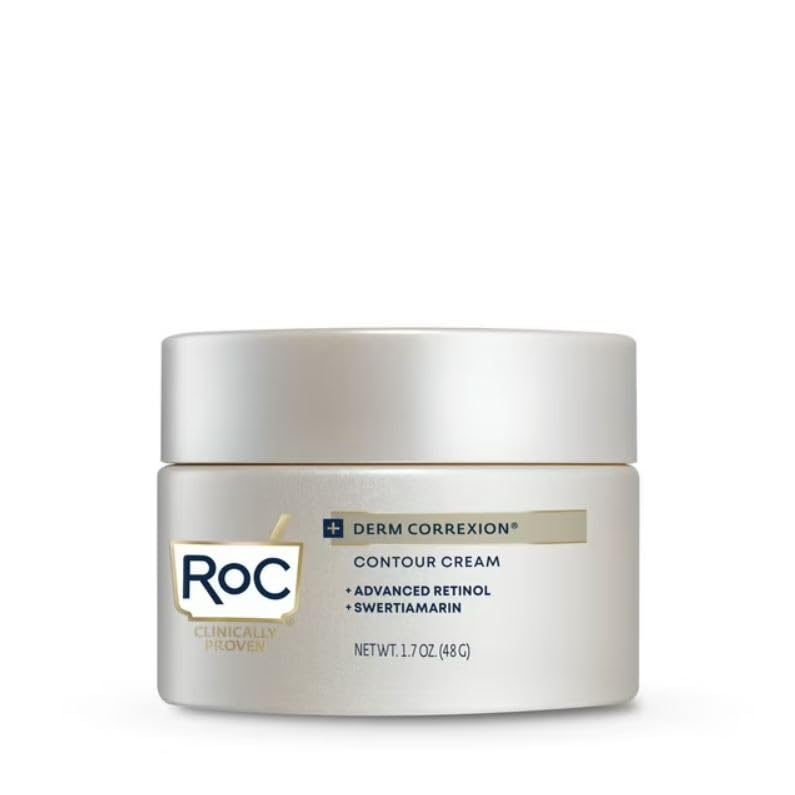 RoC Derm Correxion Face and Neck Contour Cream, Anti-Aging, Firming and Lifting, 1.7oz, With Retinol and Hyaluronic Acid, For Normal and Mature Skin, Fragrance-Free