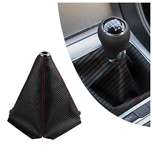 Image of Salior Dustproof Car Shift Knob Cover, Protects Gear Shift Knob & Decorate Car Interior,Universal Gear Shift Cover for Most Manual Transmission Car Truck SUV (Carbon Fiber Red)