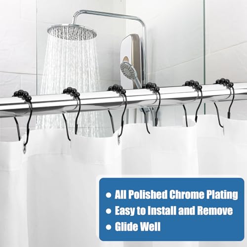 image for LifHap Shower Curtain Rings,Shower Curtain Hooks,Rust Proof Secure Loc