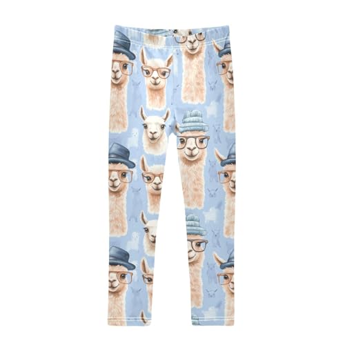 Funny Llamas Girls Leggings,Workout Leggings for Girls Toddler Athletic Legging Size for 3-10T