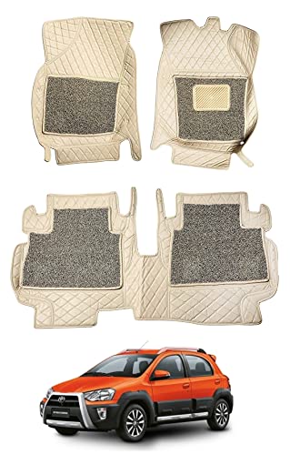Image of Auto Hub Premium 7D car mat Etios Cross, Luxury Double-Stich 7d Car Floor Mat Complete Set, 100% Waterproof and Washable, Color : Beige