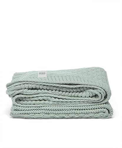 Mamas & Papas Small Knitted Blanket, Seedling Blue/Green, Baby - Image 3