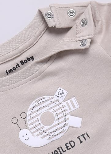 Image of Smart Baby Boy's Cotton Long Sleeve T-Shirt & Pyjama Set | Soft Interlock Fabric | Fun Animal Print | 0-18 Months