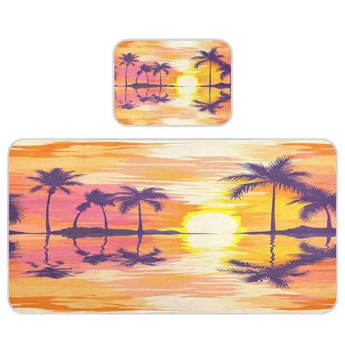 Takiito Palm Trees Sunset Baby Cooling Mattress Pad, Soft & Breathable Cooling Mat Keep Baby Cool in Summer 28x52 in, Nursery Essential