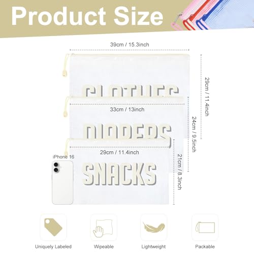 Image of 3pcs Hospital Bag Organizing Pouches for Labor and Delivery, Maternity Essentials Diaper Bag Organizer for Mom Travel - Beige /White