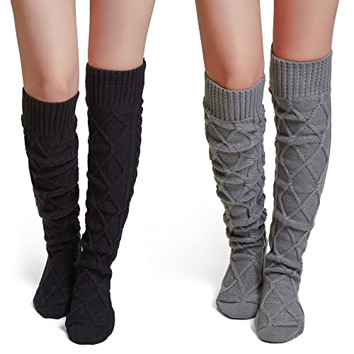 Image of Pcavin Thigh High Socks for Women, Long Cable Knit Over Knee Boot Stockings