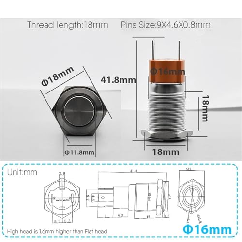 Interruptor de botón de 16mm para automatización del hogar y paneles náuticos 6