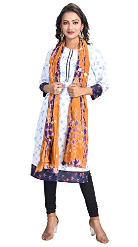 Image of Women's Pure Cotton Multi-Colored Traditional Authentic Tie Dye with Bandhej Bandhani Dupatta Chunni