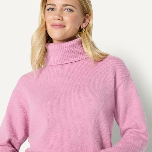 Image of Amazon Essentials Women's Relaxed-Fit Cotton Blend Turtleneck Pullover Sweater with Dropped Shoulders, Rib Trim
