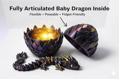 Image of PST 3D Printed Mystery Crystal Dragon Egg | Surprise Articulated Baby Dragon Inside | Fidget Toy & Fantasy Collectible | Unique Gift for Dragon Fans | Ages 8+ | Made in India