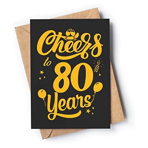 80th Birthday Card - Funny 80th Bday Card for Women, Men - 80 Years Card for mom, grandma, dad, grandpa - Happy 80th Birthday Cards Female, Male - Cheers to 80 Years Cover