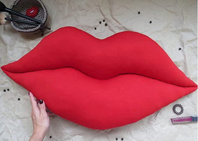 Synlark Hot Pink Lip Shape Throw Pillows Girls Toy Soft Velvet Decorative Reversible Pillow Cushion For Bed Couch Office 44Cm (Red Color)-image-45