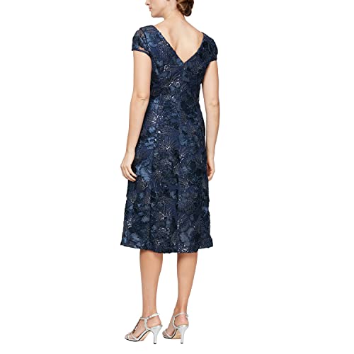 Image of Alex Evenings Women's Short Embroidered Cocktail Dress, Wedding Guest (Petite and Regular Sizes)