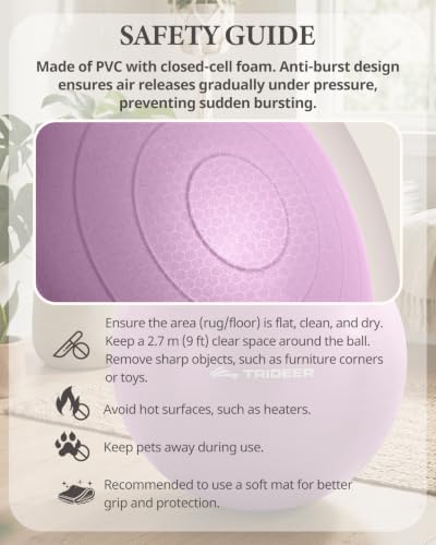 Image of Trideer Yoga Ball for Exercise, Pilates, Core & Balance Training, Stability Ball for Pregnancy & Birthing Prep, Physical Therapy, Daily Stretching, Office Chair for Active Sitting, Quick Pump Included