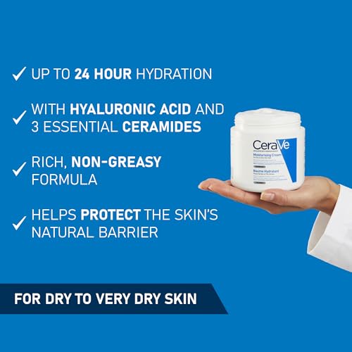 CeraVe Moisturising Face and Body Cream with Hyaluronic Acid and 3 Essential Ceramides for Dry to Very Dry Skin 454g​ - 2