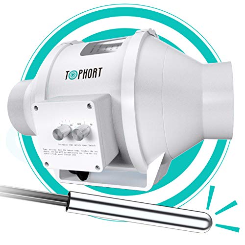 Get Discount 70% Price TOPHORT Inline Duct fan 4 inch with Temperature Controller Booster Duct Fan Speed Controllable Exhaust Fan for Grow Tent/Hydroponics/Air Exhaust/Ventilation