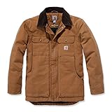 Carhartt mens Full Swing Relaxed Fit Washed Duck Insulated Traditional Coat Work Utility Outerwear, Carhartt Brown, Large US