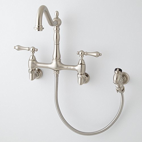 Signature Hardware 394348 Felicity Wall Mount Kitchen Faucet with Side Spray
