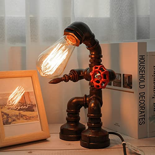 Frideko Steampunk Lamp - Retro Lamp, Industrial Antique Iron Metal Robot Pipe Desk Table Lamp For Room Decor Diy Men's Boys Nerdy Birthday New Year Gifts #TOP3