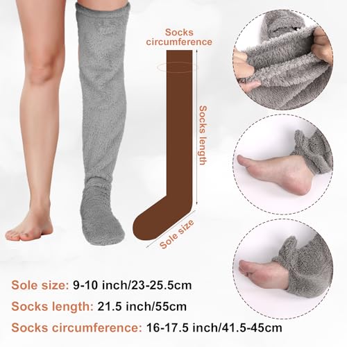 Image of BOXOB Over Knee High Fuzzy Socks, Thigh Snuggs Cozy Socks Winter Leg Warmers Plush Long Slipper Sleeping Stockings for Home