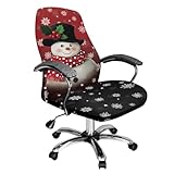 Voxugoniy クリスマス 雪だるま オフィスチェアカバー 防水 コンピューターデスクチェアカバー ハイバック ユニバーサル エグゼクティブボスチェアカバー 洗濯可能 レッド