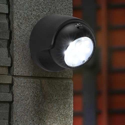 Image of Motion Sensor Outdoor Lights - Outdoor Motion Sensor Light Battery Operated Wireless Waterproof Spotlight Motion Detector Security Light Auto On Off for Porch Stair Hallway Garage Wall Shed (2 Pack)
