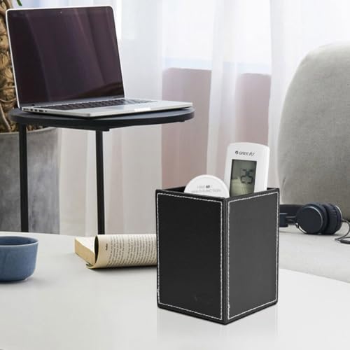 Image of Pen Pencil Holder Cup Container PU Leather Desk Organizer Stand Decor Brush Scissor Holder Decoration Office Desk Home School
