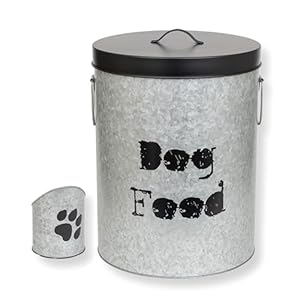 Medium Dog 40lb Pet Food Storage Canister with Scoop–Durable Airtight for Freshnesss Minimalist Design Recyclable Medium Metal Container Dog Bin Medium Size