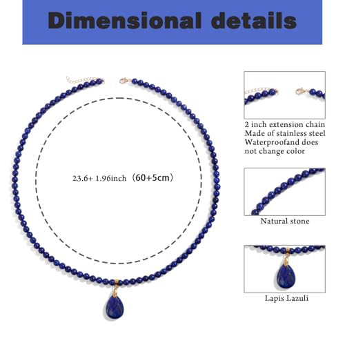 Healing Crystal Necklaces for Women Trendy Natural Stone Beaded Long Pendant Necklaces for Womens Handmade Bohemian Fashion Necklace Jewelry Gift4