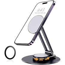 CreaDream Magnetic Phone Stand for Desk, Aluminum MagSafe iPhone Stand Foldable Adjustable, Cell Phone Stand Holder Compatible with iPhone 16 15 14 13 12 Pro Max and Magsafe Case