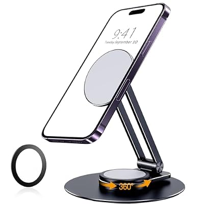 CreaDream Magnetic Phone Stand for Desk, Aluminum MagSafe iPhone Stand Foldable Adjustable, Cell Phone Stand Holder Compatible with iPhone 16 15 14 13 12 Pro Max and Magsafe Case