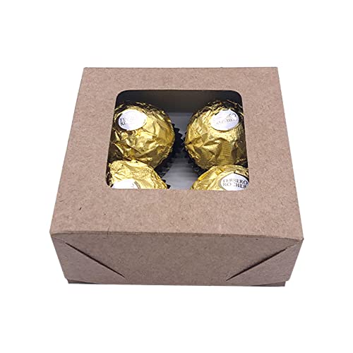 100 Caixas Para 4 Brigadeiro Visor Bombom Brigadeiro Trufas Doces (Kraft)