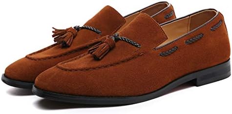 Santimon Mens Loafers Tassel Fringe Suede Casual Driving Slip on Dress Shoes Moccasins Tan 11 US | Image 3