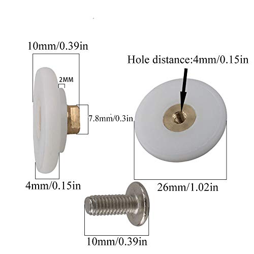 Pzrt 4Pcs Dia. 26Mm Shower Room Pulley Bathroom Sliding Glass Door Wheels Nylon Copper Roller Shower Door Rollers/Runners/Wheels Replacement Parts 26Mm X 6Mm #TOP2