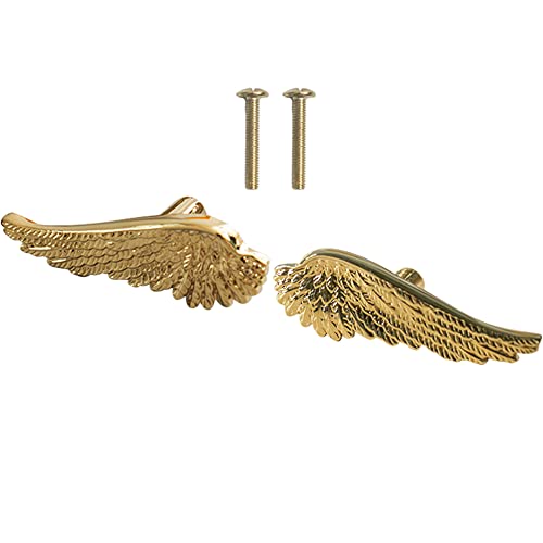 Wayuto 2 Pcs Angel Wing Knobs With Mounting Screws Brass Cabinet Knobs Cupboard Drawer Pulls Dresser Door Knobs Wardrobe Closet Handles For Home Furniture Decoration #TOP12
