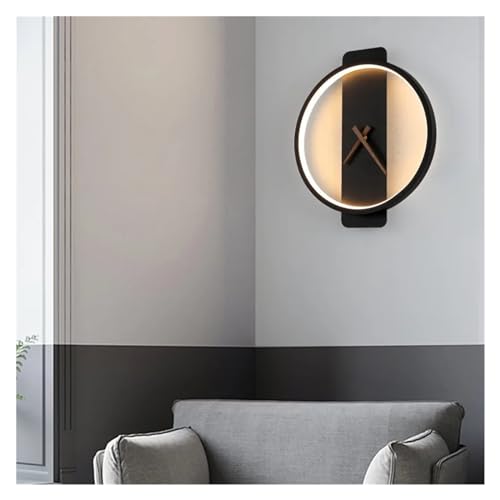 Lámpara de pared con reloj elegante y luces LED de salón 6