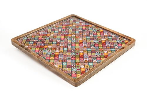 Plateau carré bois laqué couleur table basse et service de table - 2