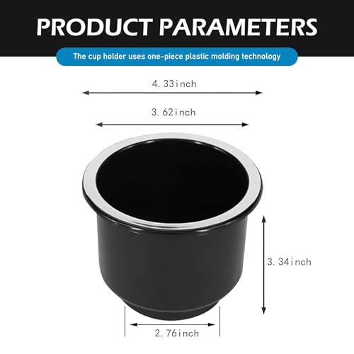Ferianl 2PCS Car Cup Holder Insert, Recessed Drop in Plastic Cup Drink Can Holder, Large Capacity Cup Holder Replacement Accessories, Universal for RV Boat Car Couch Golf Cart (Black)