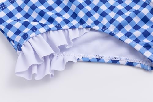 Image of LIZENS Girls Plaid Swimwear Two Piece Trim Swimsuit 2-12 Toddler Beach Bathing Suit for Kids