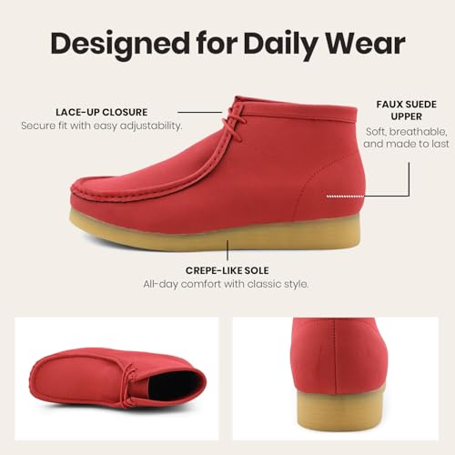 Image of Amali Casual Chukka Boots for Men, High-Top, Lace Up Suede Men's Shoes, Desert Boots with Crepe Rubber Sole