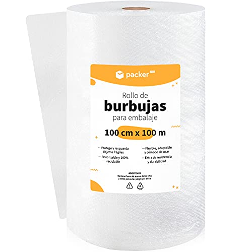 packer PRO Rollo Burbujas Embalaje de Pl�stico, 100cm Ancho y 100m longitud