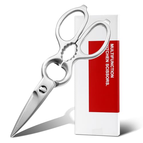 Stainless Steel Kitchen Shears Heavy Duty Full-Steel Forged Metal Scissors for Food, Professional...