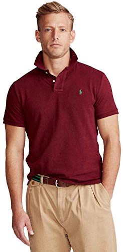 Image of POLO RALPH LAUREN Men Custom Fit Mesh Pony Logo Shirt (L, WineGreenPny)
