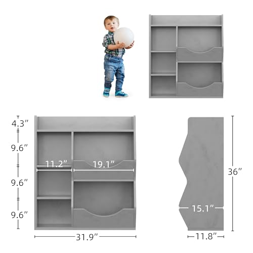 GarveeHome Kids Toy Storage Organizer, Children Bookcase with Storage Cubbies, Toddler Toy Shelf for Playroom, Living Room, Nursery